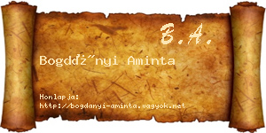 Bogdányi Aminta névjegykártya